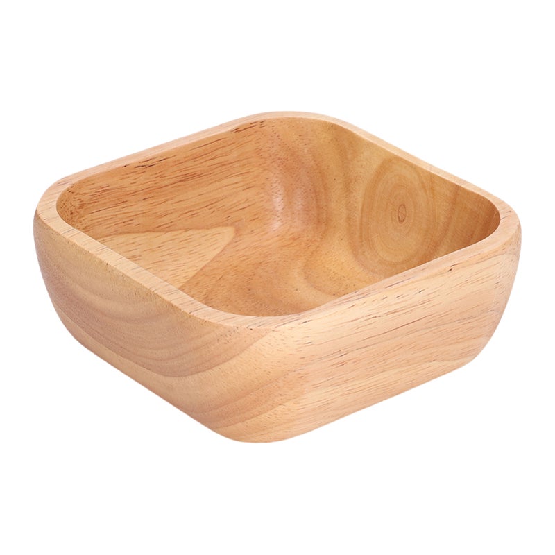 Rubber Wood Salad Bowl Handcrafted Simple Stylish Square Bowl Tableware for Party Family Gathering12.5cm / 4.9in - Image 4