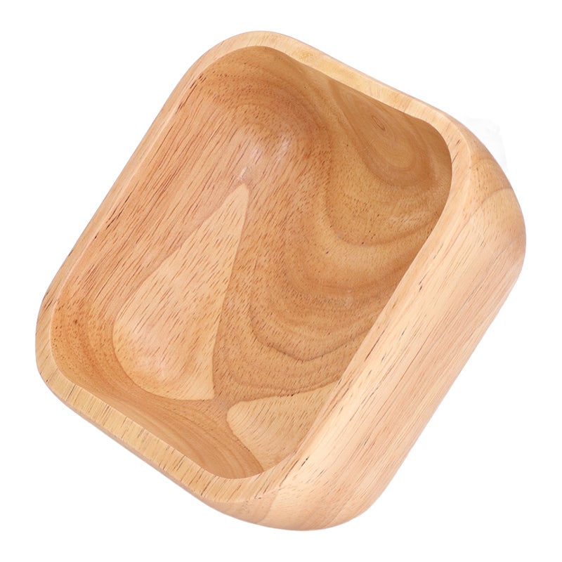 Rubber Wood Salad Bowl Handcrafted Simple Stylish Square Bowl Tableware for Party Family Gathering12.5cm / 4.9in - Image 2