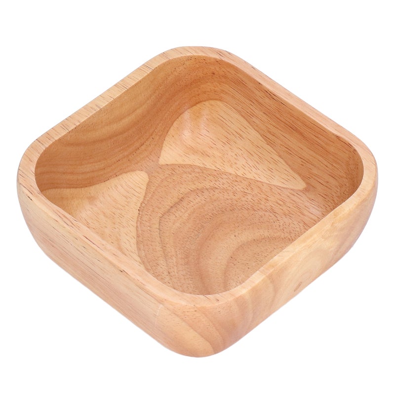 Rubber Wood Salad Bowl Handcrafted Simple Stylish Square Bowl Tableware for Party Family Gathering12.5cm / 4.9in - Image 5