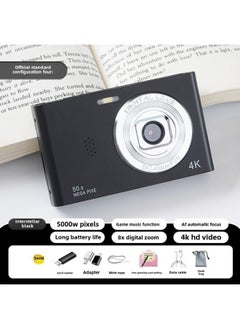 Ccd Digital Camera Hd Camera Student Small Hd Travel Entry Campus Retro Travel Card Machine-Body Color:Classic Black  - Bare Metal (cannot Take Pictures Without Memory Card)