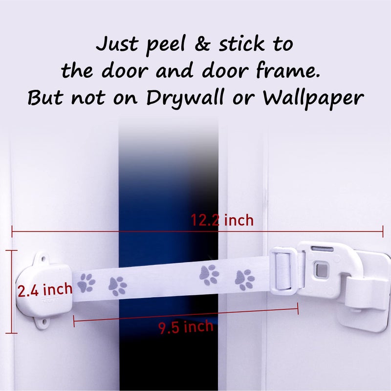 Neobay Adjustable Door Strap and Latch, Damage-Free Cat Door Latch to Keep Large Dog Out of Litter Box, Economical Alternative of Pet Gates, Basic 1 Pack - Image 4