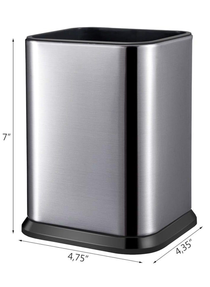 Stainless Steel Kitchen Utensil Holder for Countertop, Spoon Spatula Organizer,Modern Rectangular Large Cooking Utensil Caddy Counter,Utensil Crock Silver