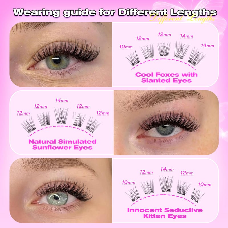 wiwoseo Natural Lash Clusters Wispy Eyelash Clusters Natural Cluster Eyelash Extensions PestaÃ±as Postizas Naturales Venas Lash Clusters Thin Invisible Band Lashes Clusters for Beginners (10-14MM) - Image 4
