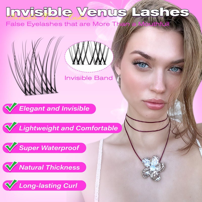 wiwoseo Natural Lash Clusters Wispy Eyelash Clusters Natural Cluster Eyelash Extensions PestaÃ±as Postizas Naturales Venas Lash Clusters Thin Invisible Band Lashes Clusters for Beginners (10-14MM) - Image 5