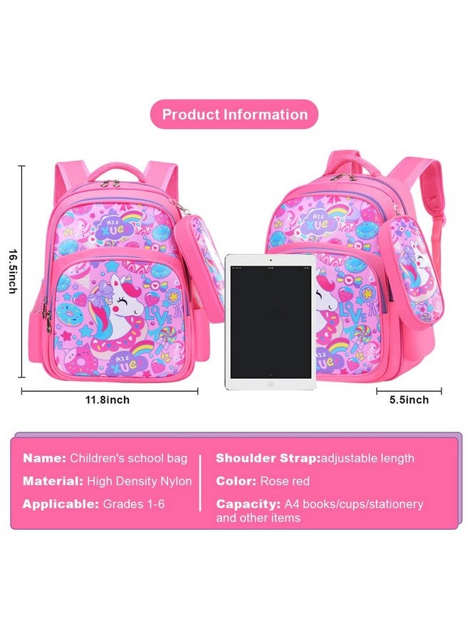 PALAY¬Æ School Backpack Pencil Pouch Pink Unicorn Print School Backpack for Schoolgirls, Waterproof Backpack for School, Travel, Camping Burden-relief Backpack School Gift for Kids 6-8Years Old - Image 2