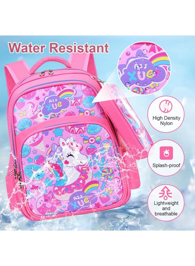 PALAY¬Æ School Backpack Pencil Pouch Pink Unicorn Print School Backpack for Schoolgirls, Waterproof Backpack for School, Travel, Camping Burden-relief Backpack School Gift for Kids 6-8Years Old - Image 4