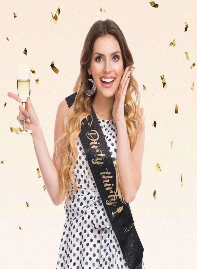Frutain 30th Birthday Decoration for Her, Glitter Black Sash with Dirty Thirties, Rose Gold Rhinestone Headband and Beading Pin and Birthday Card for Women, Party Favors - Image 4