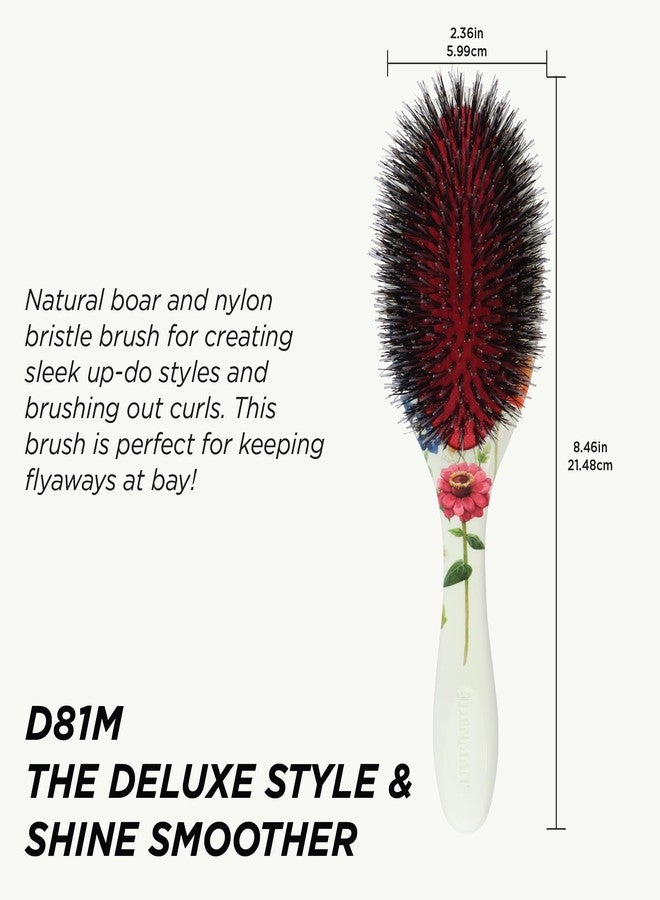 Denman Boar Bristle Hair Brush - Smoothing & Shine Enhancing for Slick Back Styles, Curl Defining & Detangling. D81M Floral Fantasy Hairbrush with Natural Bristles for all Hair Types for Women & Men - Image 2