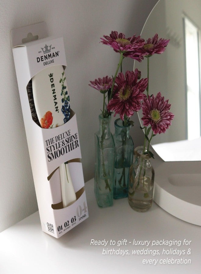 Denman Boar Bristle Hair Brush - Smoothing & Shine Enhancing for Slick Back Styles, Curl Defining & Detangling. D81M Floral Fantasy Hairbrush with Natural Bristles for all Hair Types for Women & Men - Image 5