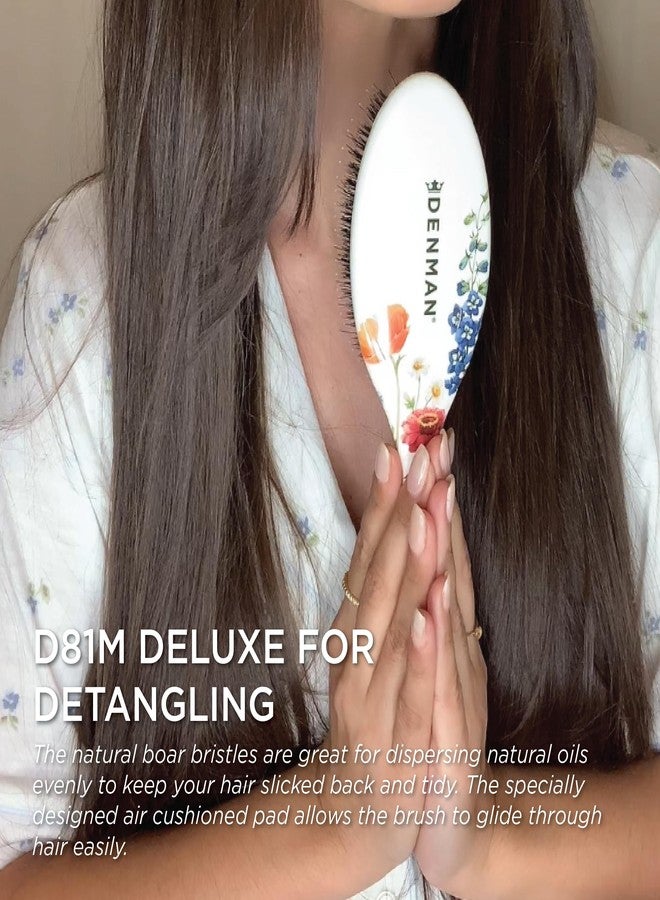 Denman Boar Bristle Hair Brush - Smoothing & Shine Enhancing for Slick Back Styles, Curl Defining & Detangling. D81M Floral Fantasy Hairbrush with Natural Bristles for all Hair Types for Women & Men - Image 3