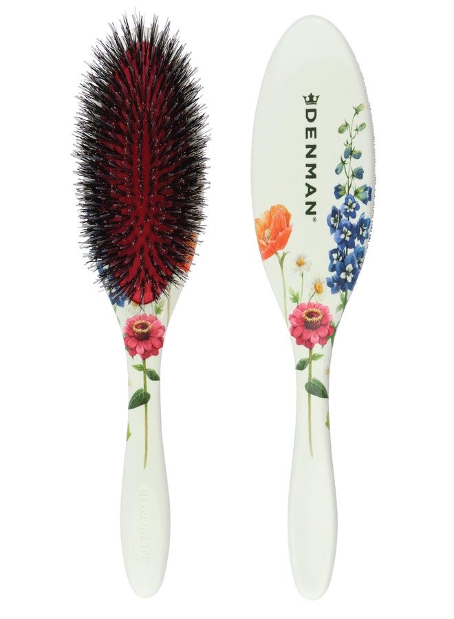 Denman Boar Bristle Hair Brush - Smoothing & Shine Enhancing for Slick Back Styles, Curl Defining & Detangling. D81M Floral Fantasy Hairbrush with Natural Bristles for all Hair Types for Women & Men - Image 1