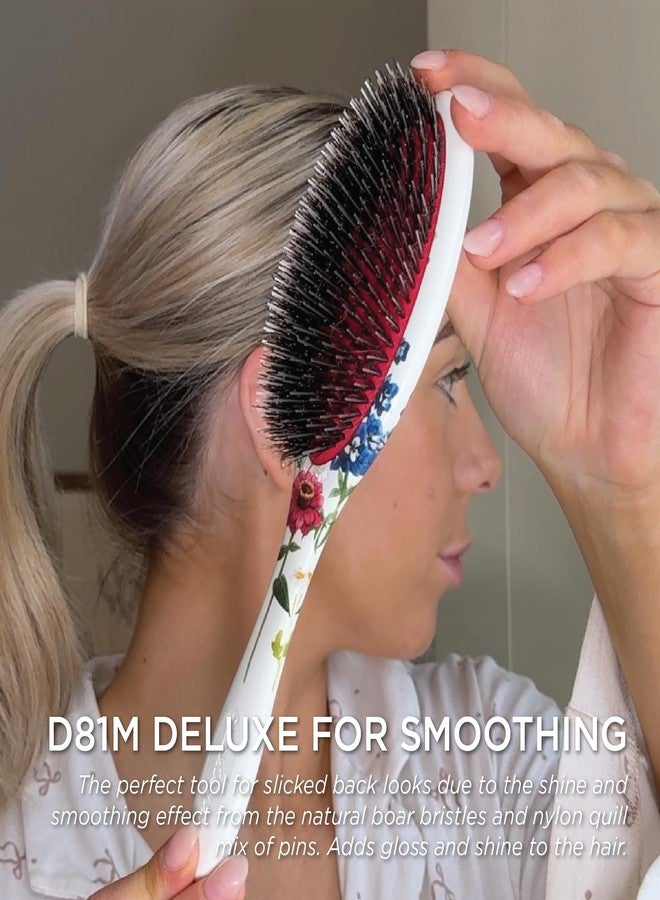 Denman Boar Bristle Hair Brush - Smoothing & Shine Enhancing for Slick Back Styles, Curl Defining & Detangling. D81M Floral Fantasy Hairbrush with Natural Bristles for all Hair Types for Women & Men - Image 4
