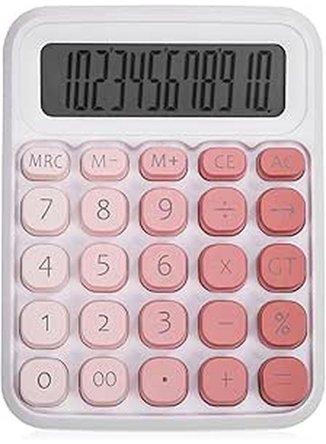 Large Display Desk Calculator with Big Buttons Easy Press Keys Nonslip Base Pink - Image 1