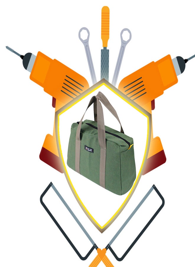 PENGGONG Large Thickened Wear-resistant Maintenance Tool Storage Bag Multifunctional Portable Tool Bag Large Capacity Canvas Bag 18-inch Army Green - Image 5