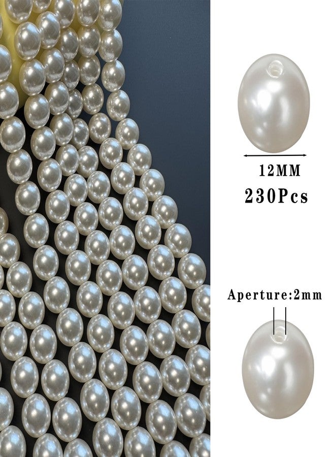 Laopottbeads 230 Pcs Ivory White 12MM Pearl Beads for Jewelry Making Round Pearl DIY Kit for Bracelets, Earrings, Necklaces & Anklets - Image 4