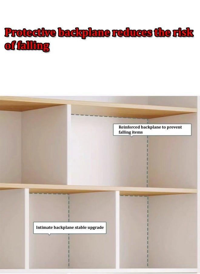 fashionhome - Multipurpose Multi-Tier Wooden Bookshelf Large Storage Display Rack with Drawers Vertical Freestanding Floor Shelf Bookcase for Living Room Home Office 102x24x181 cm - Image 1
