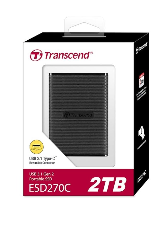 ترانسيند 11 Transcend SSD ESD270C Portable 2TB, USB 3.1, Type-C, 520 Megabytes Per Second TS2TESD270C - Image 2