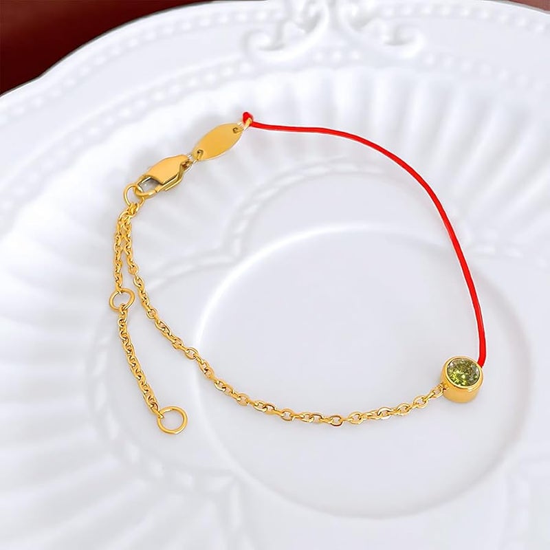 FLY FEI 18K Gold Birthday Stone Bracelet for women and girls, Women's Birthday Gift Bracelet, Lucky Prosperous Success talisman Red Rope/Bracelet, Girl's Birthday Month Zircon Stone Bracelet - Image 4