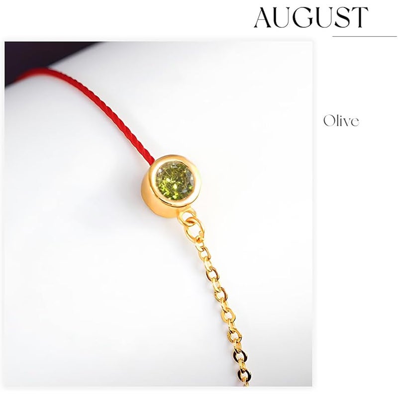 FLY FEI 18K Gold Birthday Stone Bracelet for women and girls, Women's Birthday Gift Bracelet, Lucky Prosperous Success talisman Red Rope/Bracelet, Girl's Birthday Month Zircon Stone Bracelet - Image 3