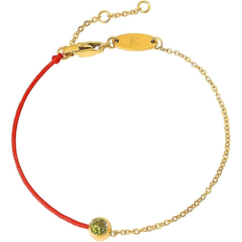 FLY FEI 18K Gold Birthday Stone Bracelet for women and girls, Women's Birthday Gift Bracelet, Lucky Prosperous Success talisman Red Rope/Bracelet, Girl's Birthday Month Zircon Stone Bracelet - Image 1