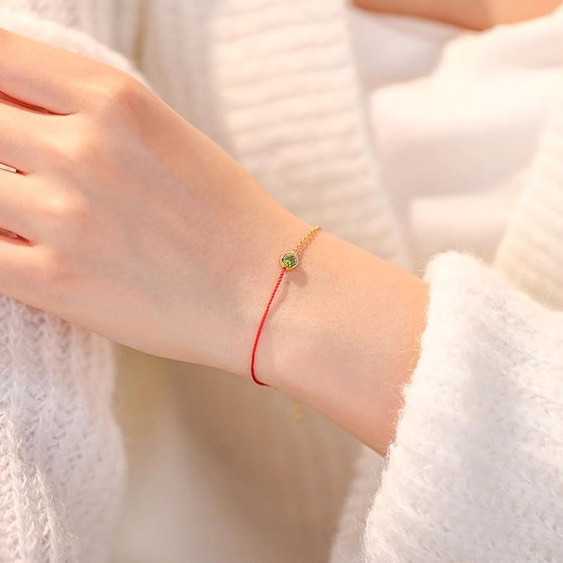 FLY FEI 18K Gold Birthday Stone Bracelet for women and girls, Women's Birthday Gift Bracelet, Lucky Prosperous Success talisman Red Rope/Bracelet, Girl's Birthday Month Zircon Stone Bracelet - Image 5