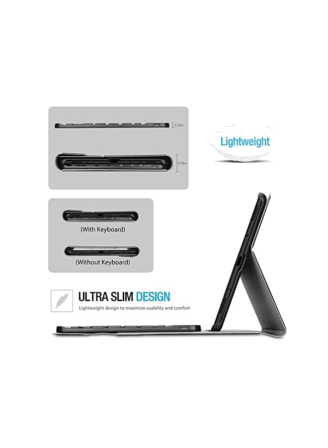 Procases Galaxy Tab A7 Lite 8.7 Inch 2021 Keyboard Case (Sm-T220 T225 T227), Pu Leather Shell Cover With Magnetically Detachable Wireless Keyboard For 8.7" Galaxy Tab A7 Lite 2021 Release –Black - Image 5