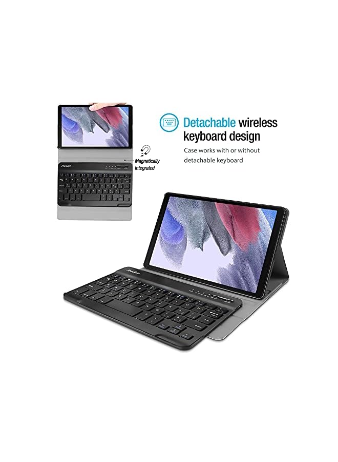 Procases Galaxy Tab A7 Lite 8.7 Inch 2021 Keyboard Case (Sm-T220 T225 T227), Pu Leather Shell Cover With Magnetically Detachable Wireless Keyboard For 8.7" Galaxy Tab A7 Lite 2021 Release –Black - Image 3