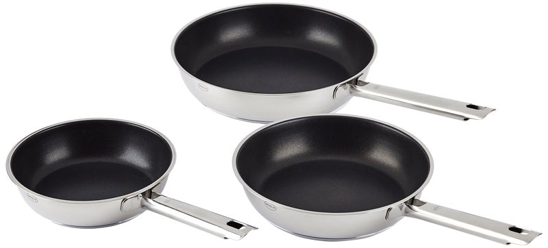Rsle Set of Frying Pans Set of 3 202428 cm Diameter with NonStick Coating 3 Diameter Stainless Steel 24 cm 3 Units