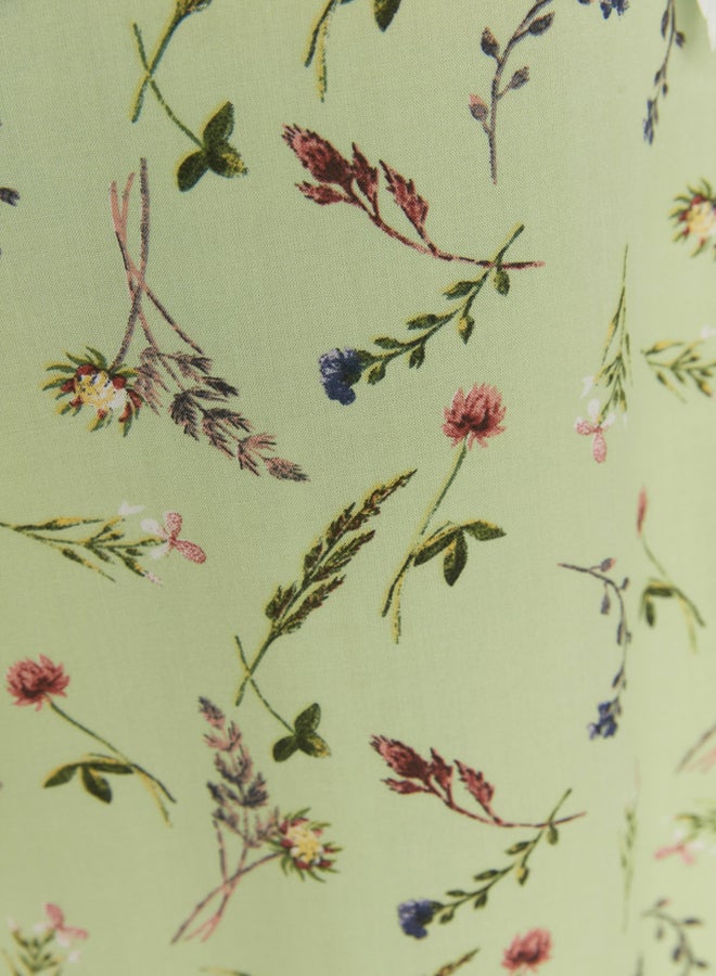 trendyol Green Floral Patterned Bell Woven Unlined Skirt - Image 4