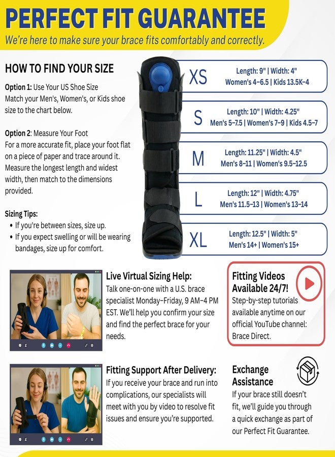 براس دايركت حذاء المشي الطويل Brace Direct ActiveAir Deluxe - حذاء طبي هوائي لعلاج كسور الكاحل والقدم، وتثبيت ما بعد الجراحة، ودعم وتر أخيل (L4361) - Image 2