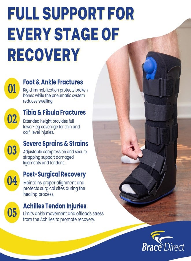 براس دايركت حذاء المشي الطويل Brace Direct ActiveAir Deluxe - حذاء طبي هوائي لعلاج كسور الكاحل والقدم، وتثبيت ما بعد الجراحة، ودعم وتر أخيل (L4361) - Image 3