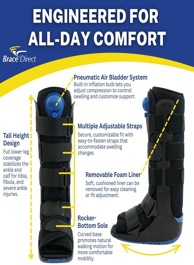 براس دايركت حذاء المشي الطويل Brace Direct ActiveAir Deluxe - حذاء طبي هوائي لعلاج كسور الكاحل والقدم، وتثبيت ما بعد الجراحة، ودعم وتر أخيل (L4361) - Image 4