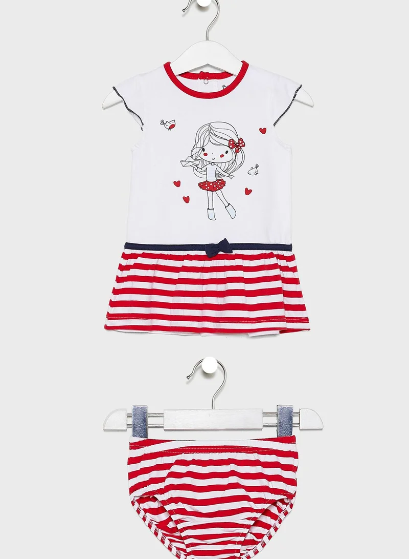 Babybol Infant Graphic Dress + Knicker Set