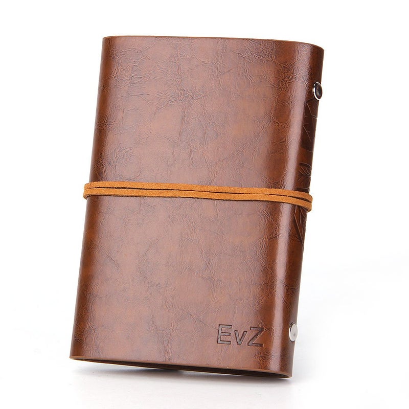 Evz 7 Inches Vintage Dark Brown Pu Leather Cover Loose Leaf Blank Notebook Journal Diary Gift - Image 2
