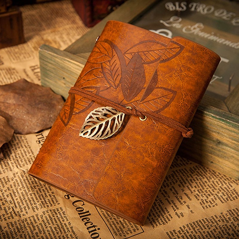 Evz 7 Inches Vintage Dark Brown Pu Leather Cover Loose Leaf Blank Notebook Journal Diary Gift - Image 3