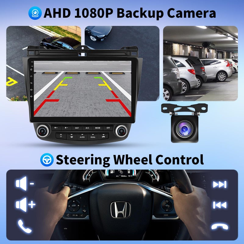 GTVFS Car Stereo for Honda Accord 2003-2007, Android 14 Head Unit 2G+64G 10.1'' Touchscreen, Wireless CarPlay & Android Auto, GPS Navigation, Bluetooth, 5G WiFi, 1080P Backup Camera, Steering Wheel Control - Image 5