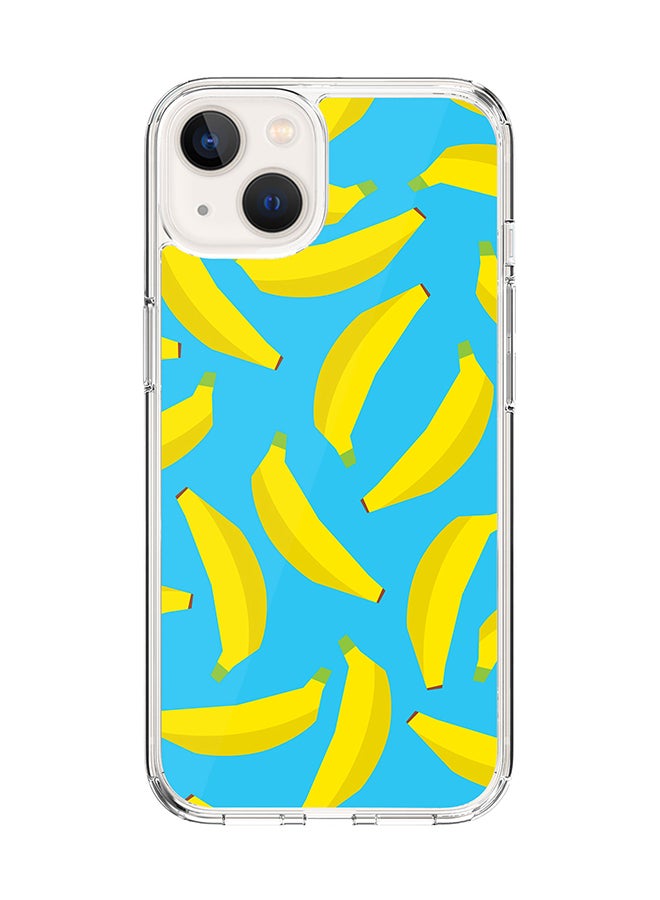 Stylizedd Classic Clear for Apple iPhone 14 Case Hybrid Soft Cover Flexible Edges Anti Drop TPU PC Gel Thin Transparent Cover [ Designed for Apple iPhone 14 ] - Scattered Bananas Full Print