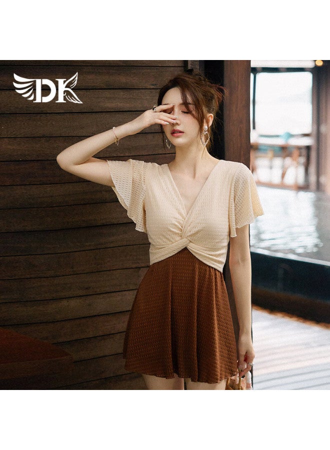 Dk One-piece Swimsuit For Women, 2025 New Style, Elegant And Slimming, Conservative, Plus Size, Suitable For Curvy Girls, Conceals Body Flaws, Perfect For Hot Springs - Image 3