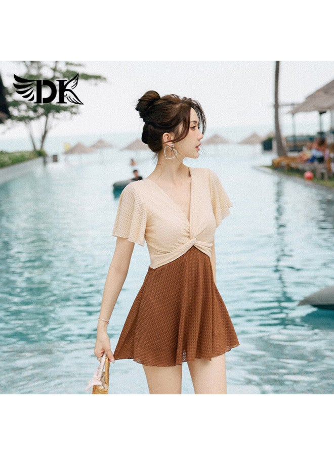 Dk One-piece Swimsuit For Women, 2025 New Style, Elegant And Slimming, Conservative, Plus Size, Suitable For Curvy Girls, Conceals Body Flaws, Perfect For Hot Springs - Image 2