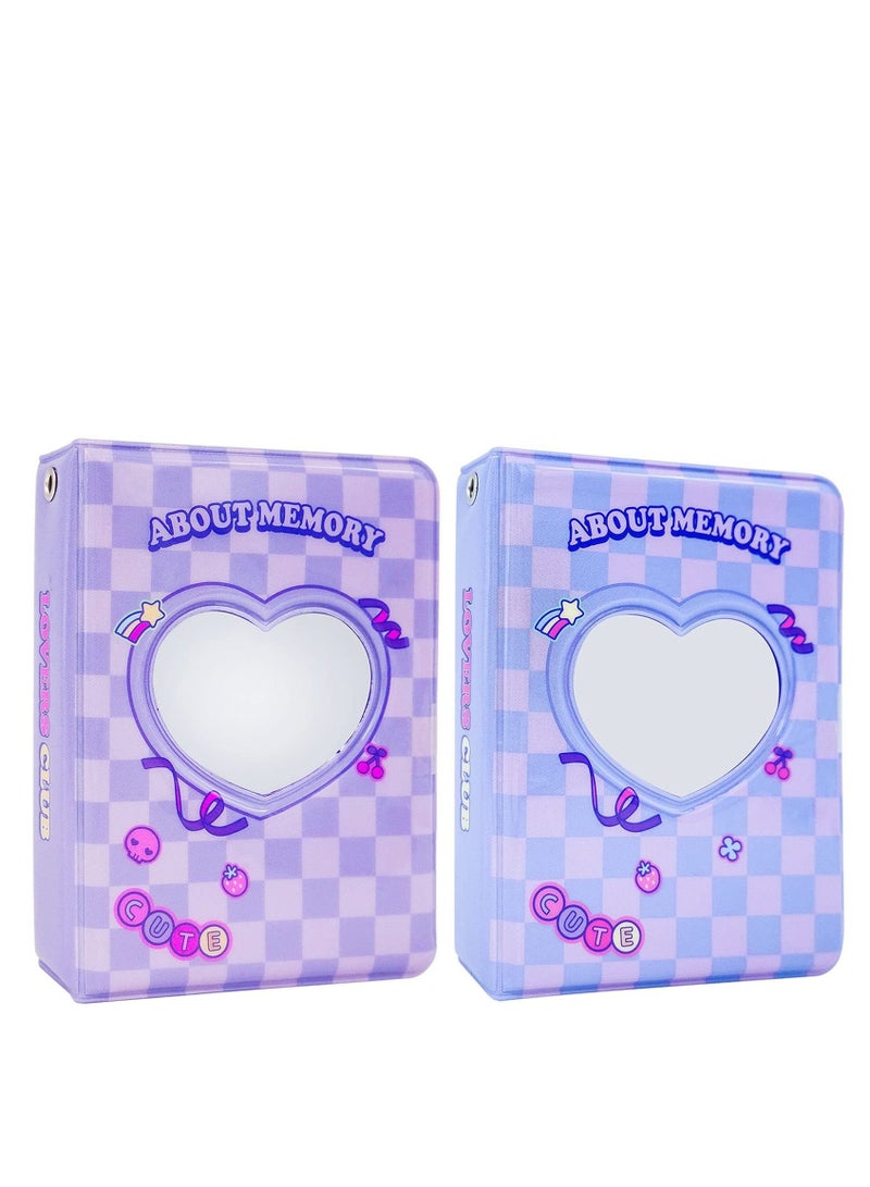 Excefore 3 Inch Mini Photo Album, 2 Pack Hollow Card Binder Album Kpop Holder with Pendant 40 Pockets Pink Blue  - Image 1