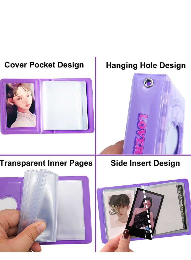 Excefore 3 Inch Mini Photo Album, 2 Pack Hollow Card Binder Album Kpop Holder with Pendant 40 Pockets Pink Blue  - Image 4