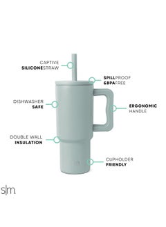 Simple Modern Simple Modern Kids 24 oz Tumbler with Handle and Silicone Straw Lid | Spill Proof and Leak Resistant | Reusable Stainless Steel Bottle | Gift for Kids Boys Girls | Trek Collection | Sea Glass Sage  - Image 1