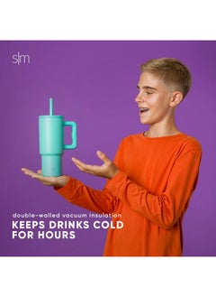 Simple Modern Simple Modern Kids 24 oz Tumbler with Handle and Silicone Straw Lid | Spill Proof and Leak Resistant | Reusable Stainless Steel Bottle | Gift for Kids Boys Girls | Trek Collection | Sea Glass Sage  - Image 3
