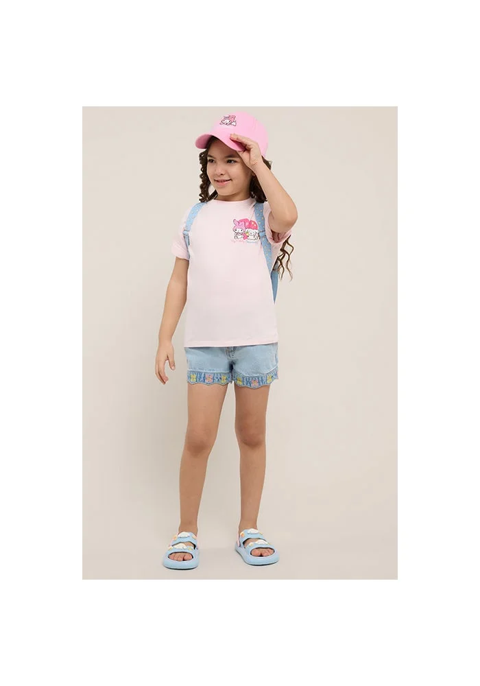 أر أند بي My Melody Print T-Shirt with Crew Neck and Short Sleeves