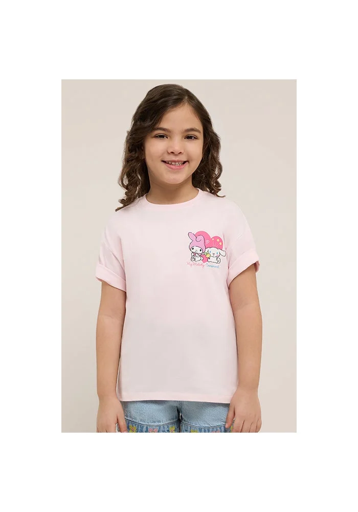 أر أند بي My Melody Print T-Shirt with Crew Neck and Short Sleeves