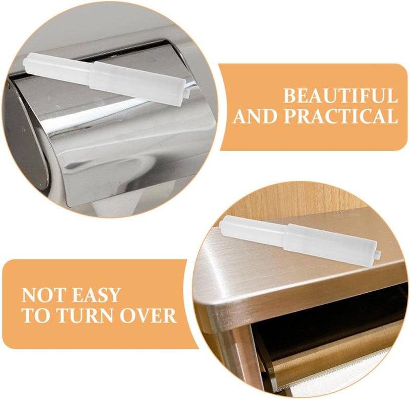 Artibetter Adjustable Plastic Toilet Paper Holder Rod with Spring Core Replacement for Bathroom Tissue Box Roller, White Small Size, 4pcs Set - Image 3