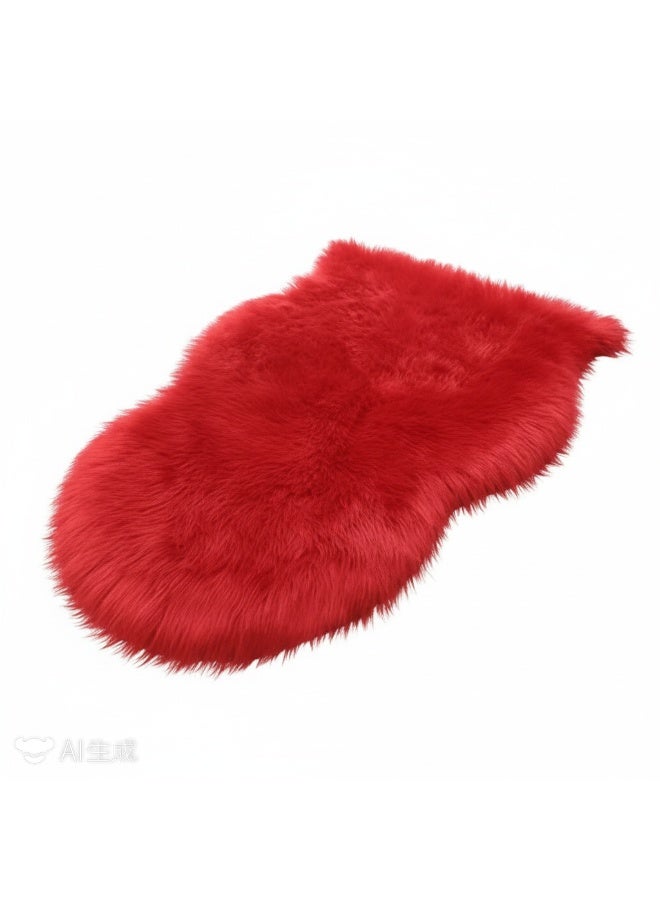 الأزرق جي دبليو سجادة زخرفية من قطعة واحدة من القطيفة الحمراء 40x60 سم سجادة من الفرو الصناعي الناعم سجادة من جلد الغنم الأحمر سجادة ناعمة للغاية من القطيفة لغرفة النوم بجانب السرير غرفة المعيشة غرفة الأطفال - Image 4