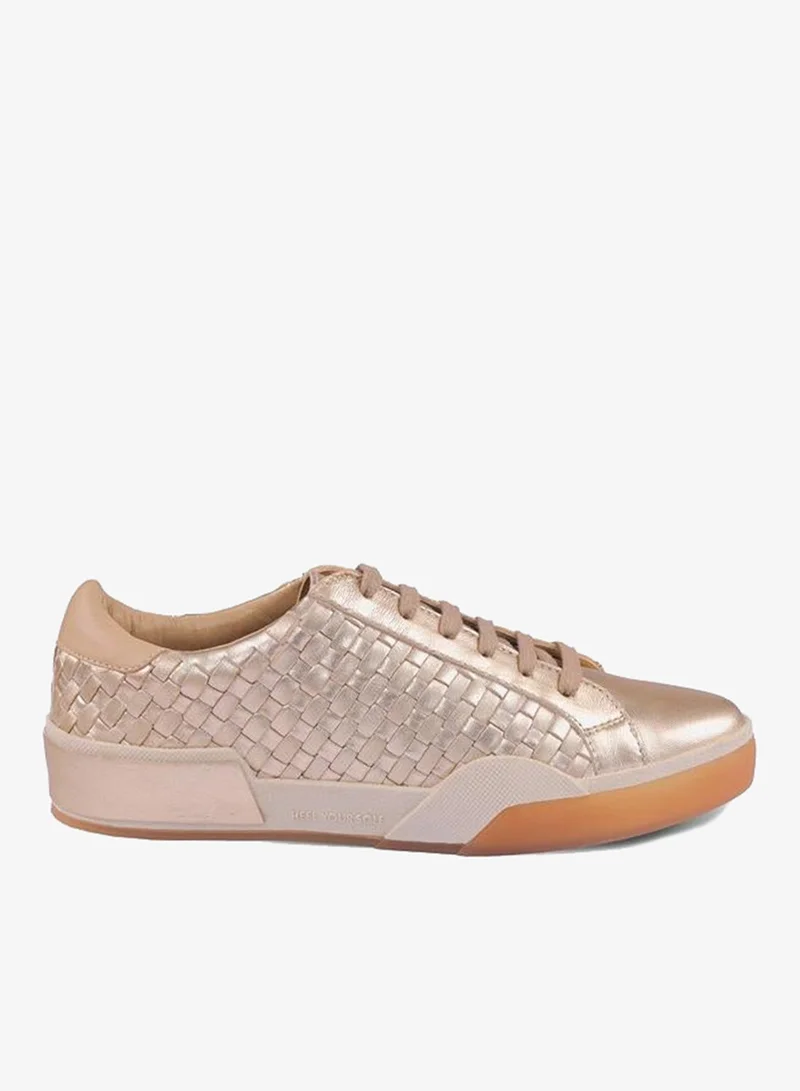 Take Two Basket Weave Design Leather Lace-Up Sneakers By Heel Your Sole