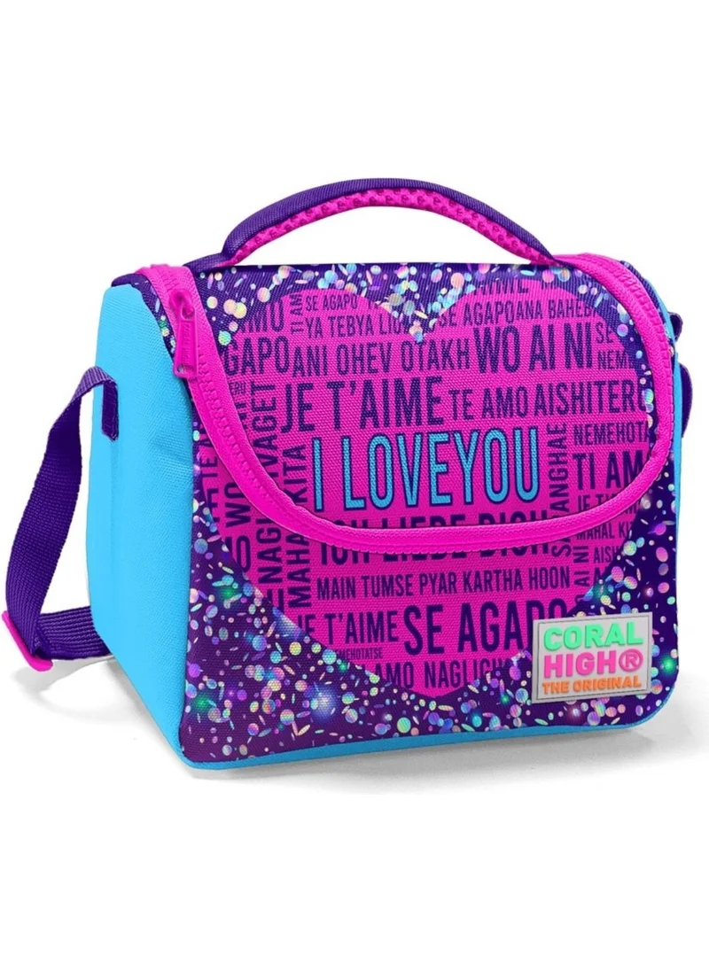 CORAL HIGH Girl's Red I Love You School Lunchbox - Thermo Insulated