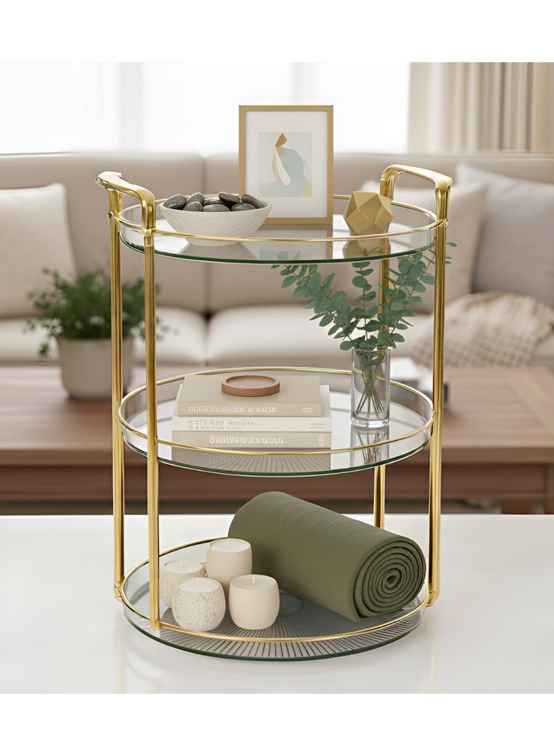 كوزي نست صواني تقديم الفاكهة متعددة الطبقات بمقابض ذهبية، أطباق طاولة مستديرة للديكور المنزلي للطعام، وحفلات الكيك، وحامل المعجنات، والكوكتيل، وتناول الطعام والقهوة - Image 2